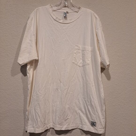 Vintage Calvin Klein Swimwear Made In USA White T-Shirt Tee Single Stitch Sz M - Picture 1 of 9